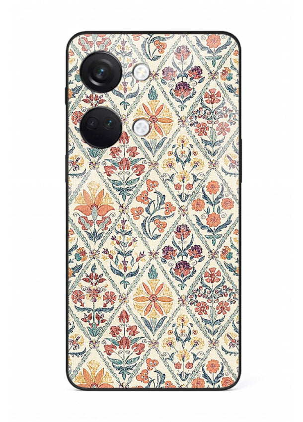 Delicate Floral Tiles pastel floral tile pattern OnePlus Nord 3 glass back cover