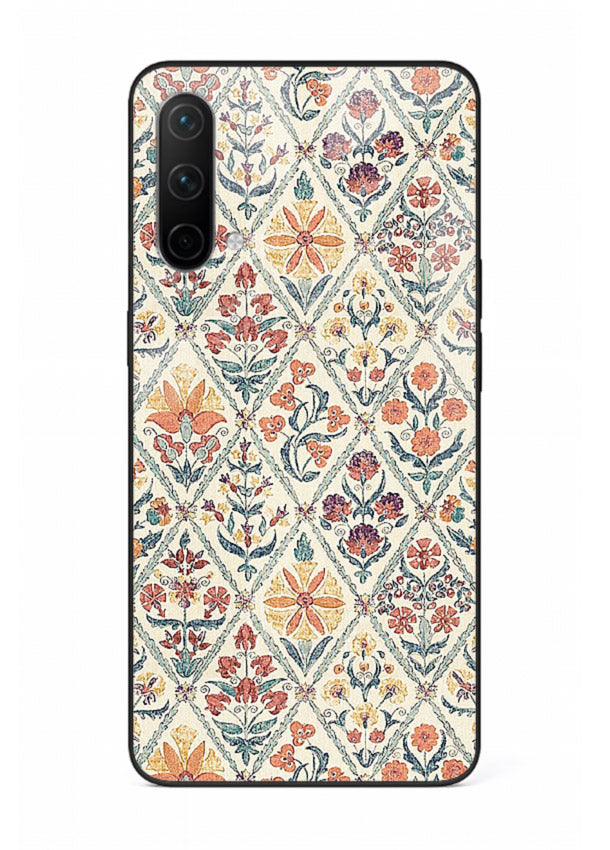 Delicate Floral Tiles pastel floral tile pattern OnePlus Nord CE 5G glass back cover