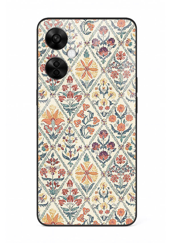 Delicate Floral Tiles pastel floral tile pattern OnePlus Nord CE3 Lite glass back cover