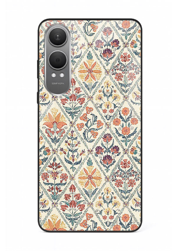 Delicate Floral Tiles pastel floral tile pattern OnePlus Nord CE4 Lite glass back cover
