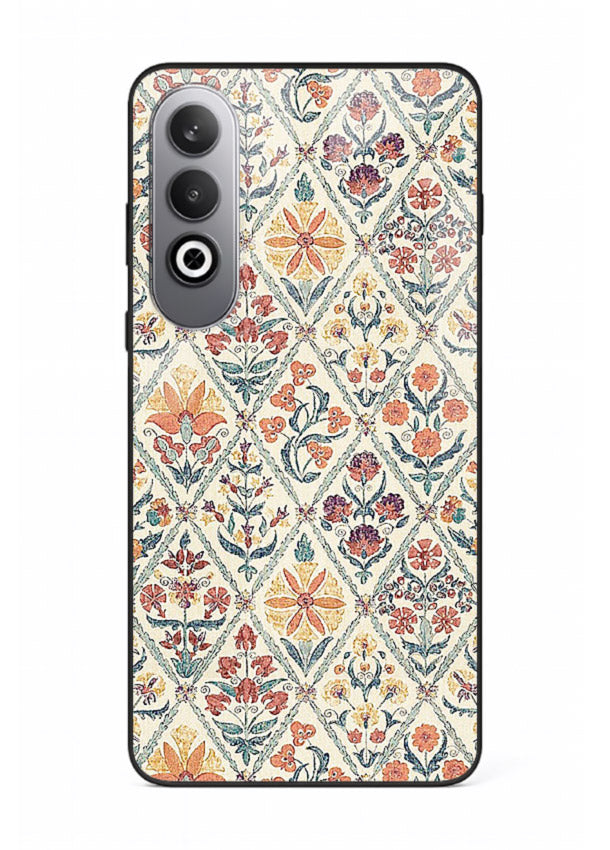 Delicate Floral Tiles pastel floral tile pattern OnePlus Nord CE4 glass back cover