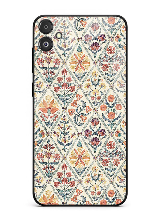 Delicate Floral Tiles pastel floral tile pattern Samsung F04 5G glass back cover