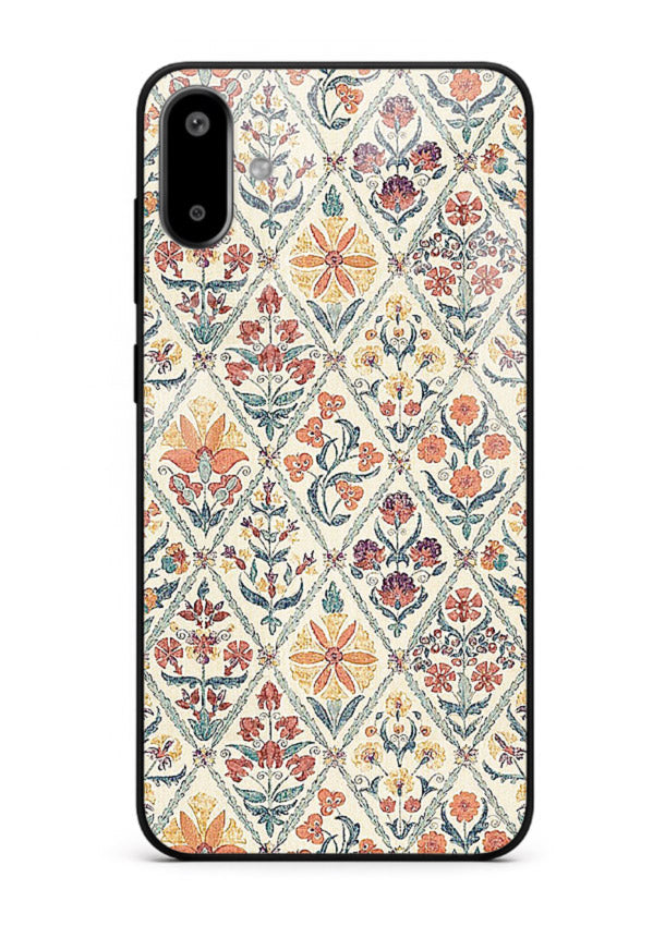 Delicate Floral Tiles pastel floral tile pattern Samsung F06 5G glass back cover