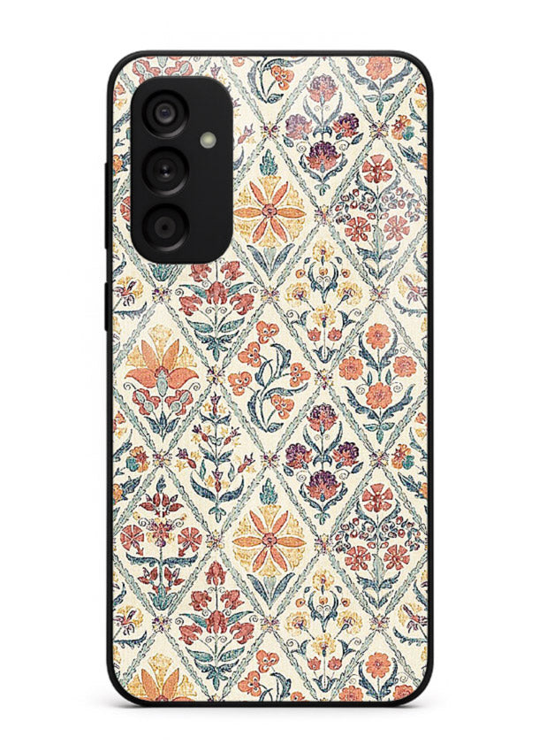 Delicate Floral Tiles pastel floral tile pattern Samsung F34 5G glass back cover