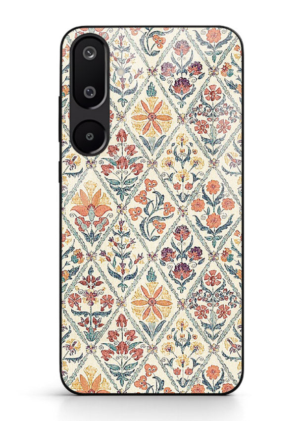 Delicate Floral Tiles pastel floral tile pattern Samsung F16 5G glass back cover