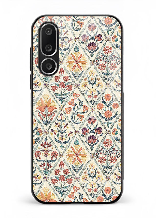 Delicate Floral Tiles pastel floral tile pattern Samsung M36 5G glass back cover