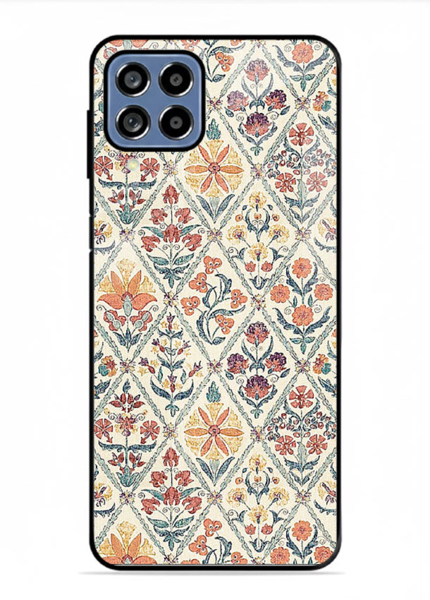 Delicate Floral Tiles pastel floral tile pattern Samsung F22 4G glass back cover