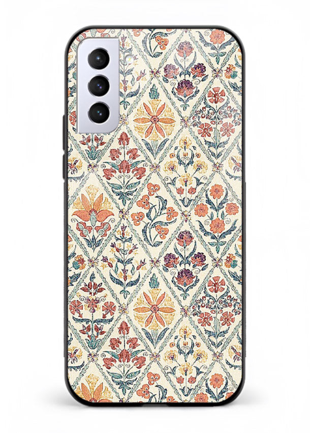 Delicate Floral Tiles pastel floral tile pattern Samsung S21 Plus glass back cover