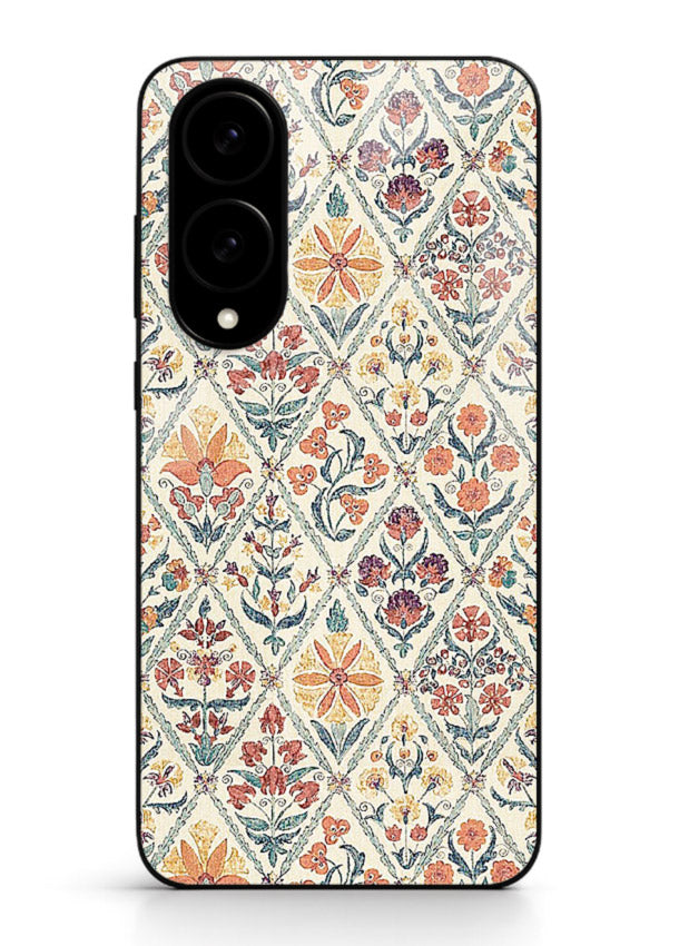 Delicate Floral Tiles pastel floral tile pattern Samsung S25 Edge glass back cover