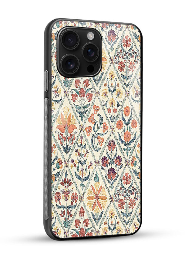 Delicate Floral Tiles pastel floral tile pattern glossy vibrant premium glass back cover - Angle Side