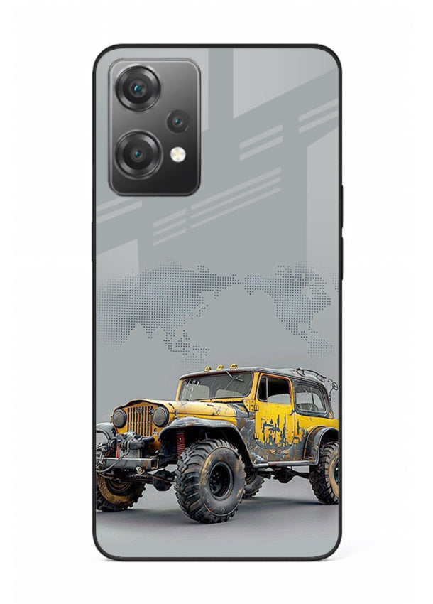 Yellow offroad vehicle on minimal world map background for OnePlus Nord CE2 Lite 5G Back Cover