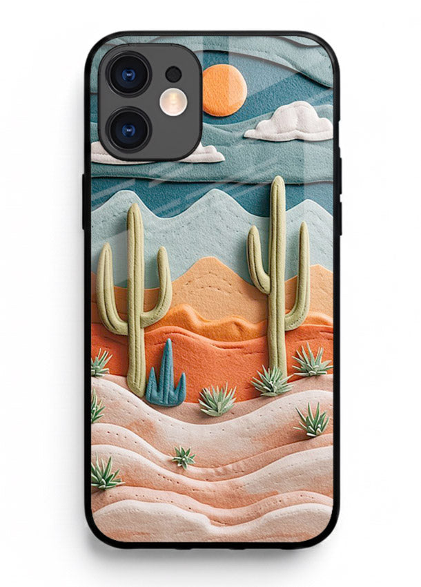 Desert Cactus Sunset cactus desert sunset artwork iphone 12 mini glass back cover