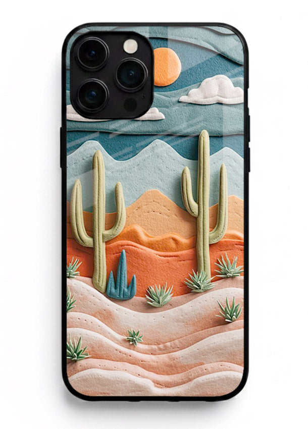 Desert Cactus Sunset cactus desert sunset artwork iphone 14 pro max glass back cover
