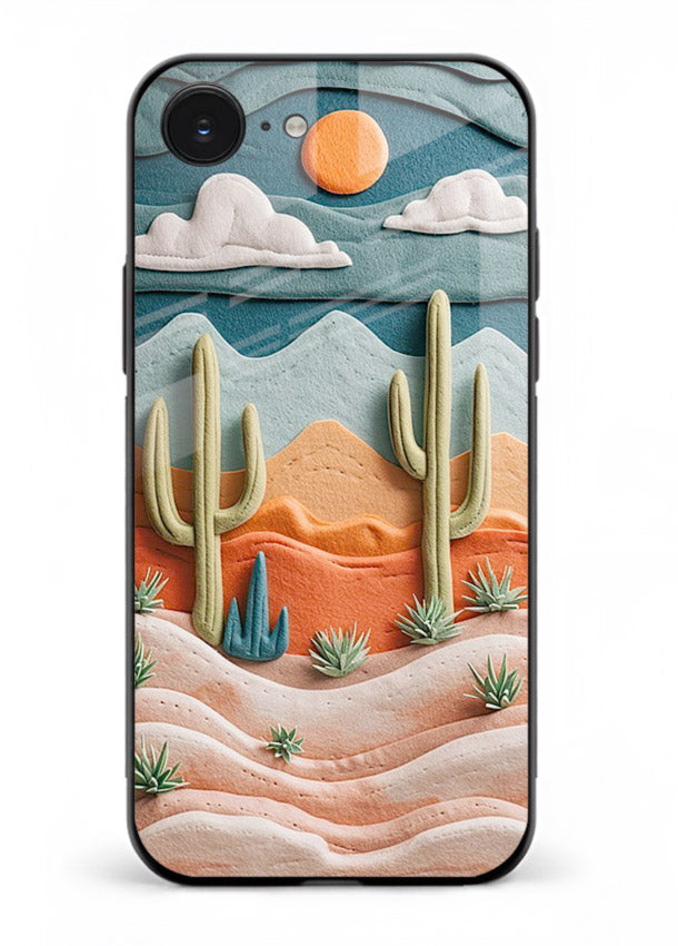 Desert Cactus Sunset cactus desert sunset artwork iphone 16e glass back cover