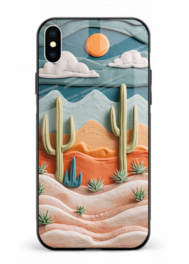 Desert Cactus Sunset cactus desert sunset artwork iphone xs max glass back cover
