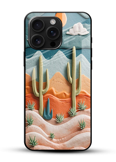 Desert Cactus Sunset cactus desert sunset artwork glossy vibrant premium glass back cover - Angle Front