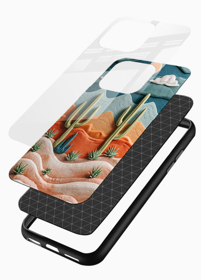 Desert Cactus Sunset cactus desert sunset artwork glossy vibrant premium glass back cover - Angle Layers