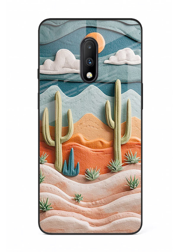 Desert Cactus Sunset cactus desert sunset artwork OnePlus 7 glass back cover