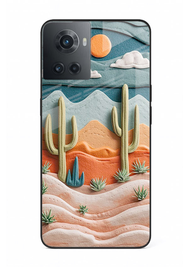 Desert Cactus Sunset cactus desert sunset artwork OnePlus 10R glass back cover