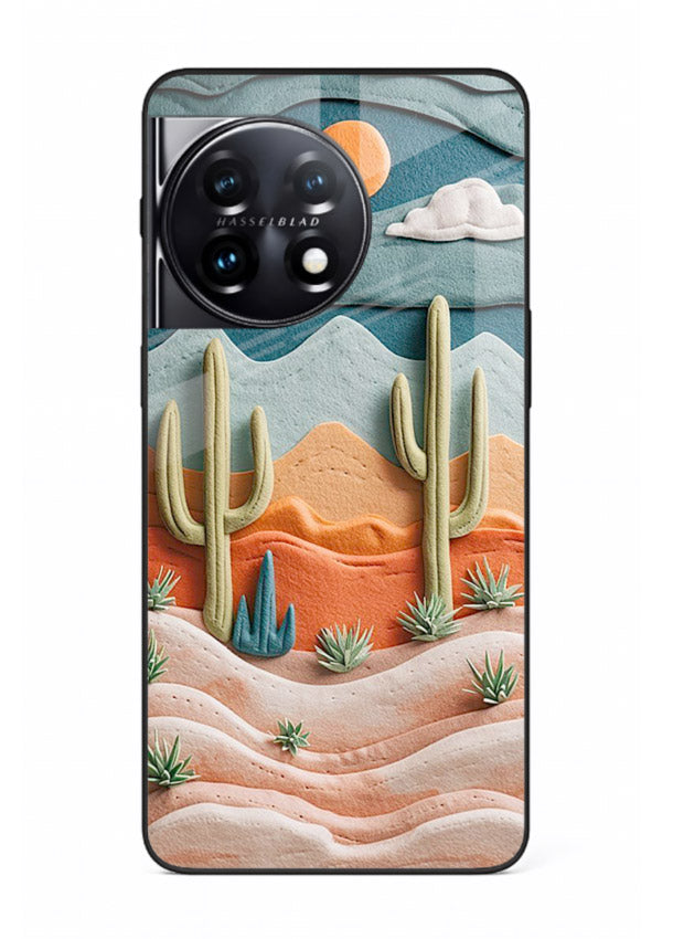 Desert Cactus Sunset cactus desert sunset artwork OnePlus 11R glass back cover