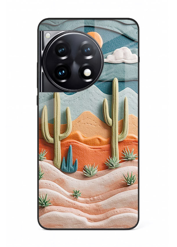 Desert Cactus Sunset cactus desert sunset artwork OnePlus 12R glass back cover
