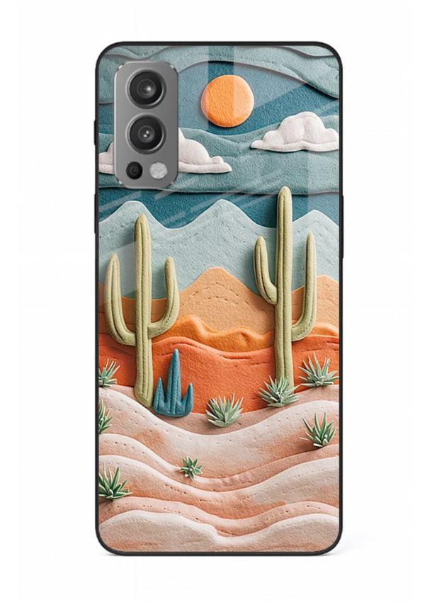 Desert Cactus Sunset cactus desert sunset artwork OnePlus Nord 2 glass back cover