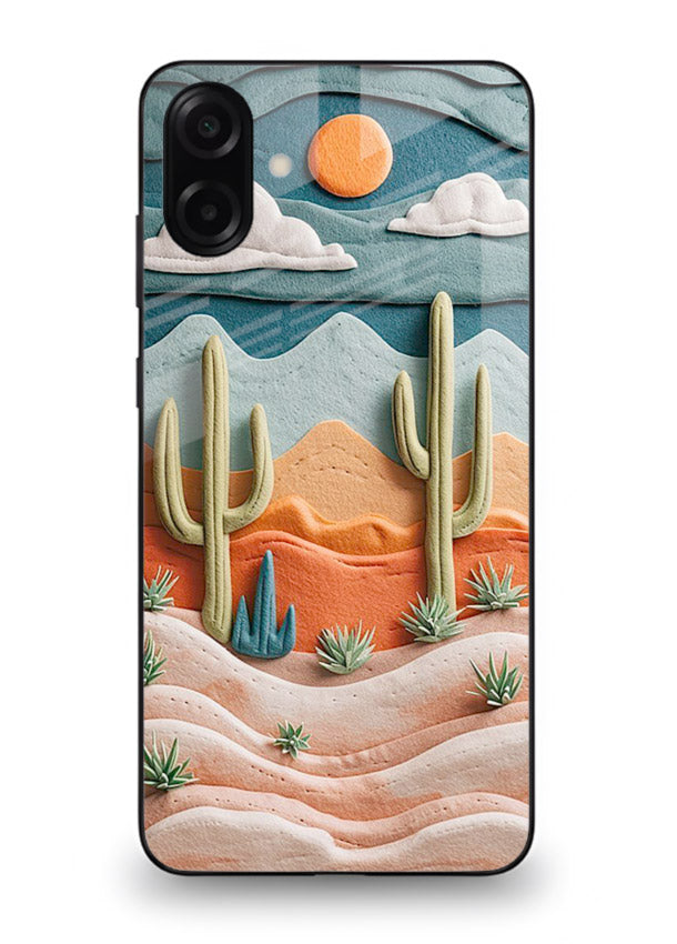 Desert Cactus Sunset cactus desert sunset artwork Samsung A06 5G glass back cover