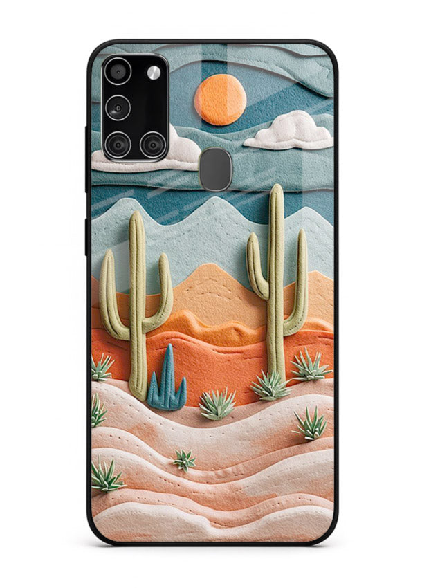 Desert Cactus Sunset cactus desert sunset artwork Samsung A21s glass back cover