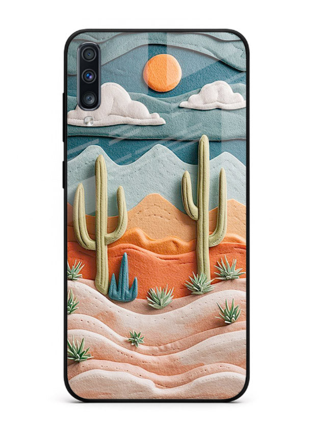 Desert Cactus Sunset cactus desert sunset artwork Samsung A70 glass back cover