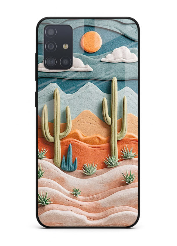 Desert Cactus Sunset cactus desert sunset artwork Samsung A71 glass back cover
