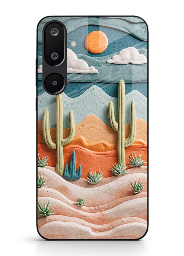 Desert Cactus Sunset cactus desert sunset artwork Samsung M16 5G glass back cover