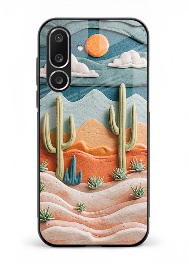 Desert Cactus Sunset cactus desert sunset artwork Samsung F56 5G glass back cover