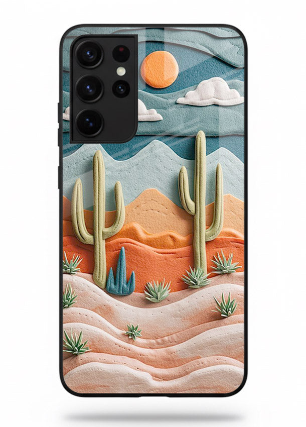 Desert Cactus Sunset cactus desert sunset artwork Samsung S21 Ultra glass back cover