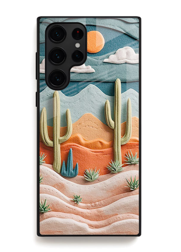 Desert Cactus Sunset cactus desert sunset artwork Samsung S23 Ultra glass back cover