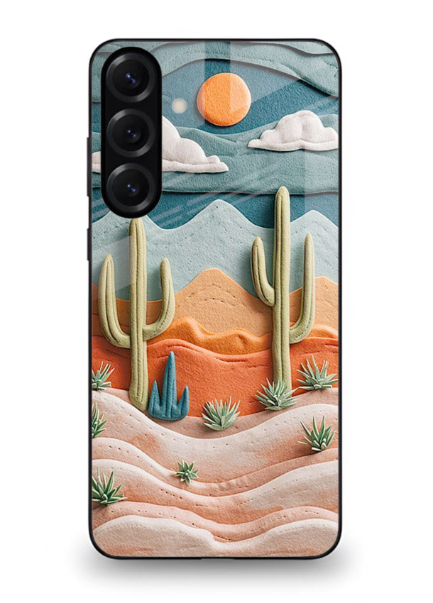 Desert Cactus Sunset cactus desert sunset artwork Samsung A36 5G glass back cover