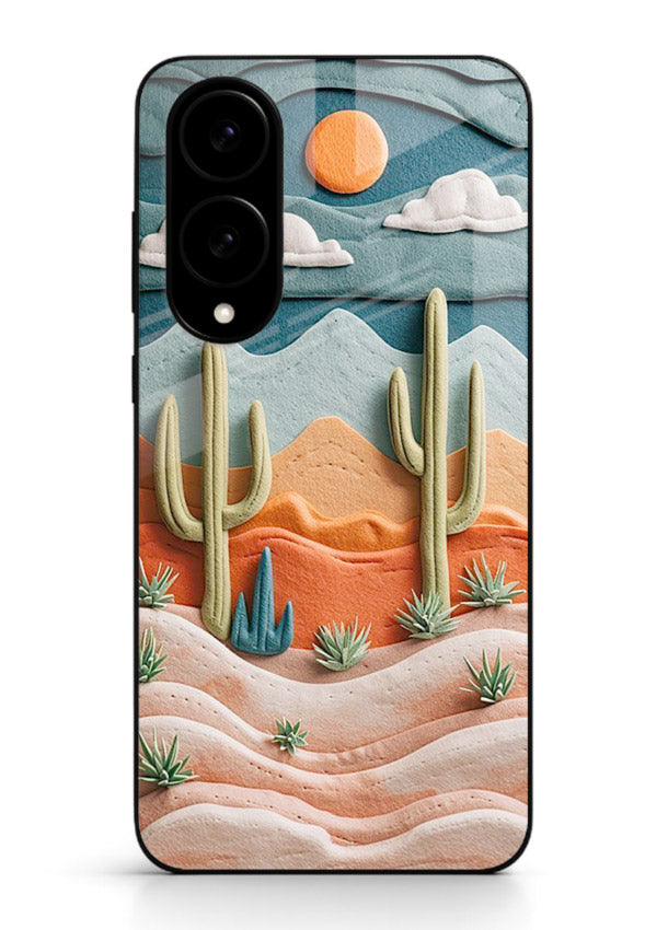 Desert Cactus Sunset cactus desert sunset artwork Samsung S25 Edge glass back cover