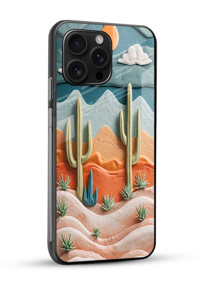 Desert Cactus Sunset cactus desert sunset artwork glossy vibrant premium glass back cover - Angle Side