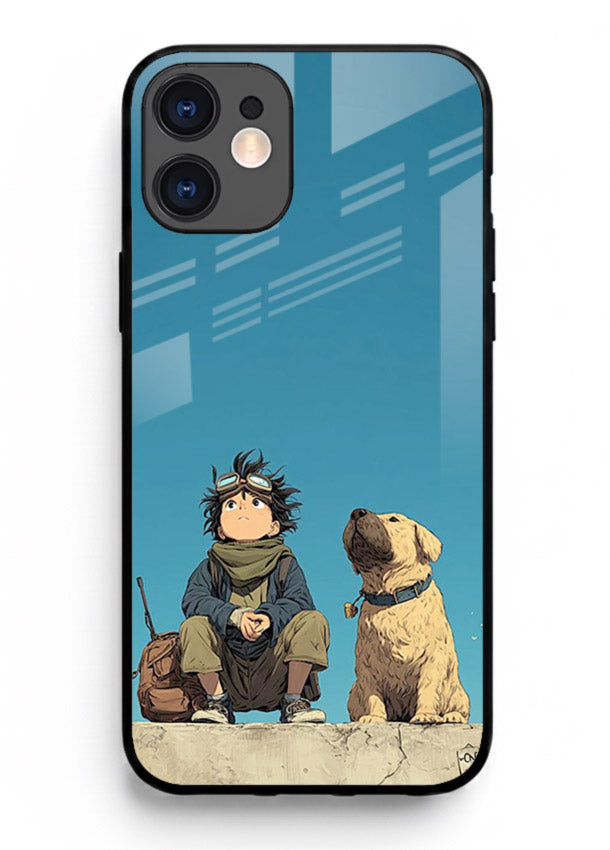 desert monk dog aesthetic art iphone 12 mini glass cover unique peaceful duo case