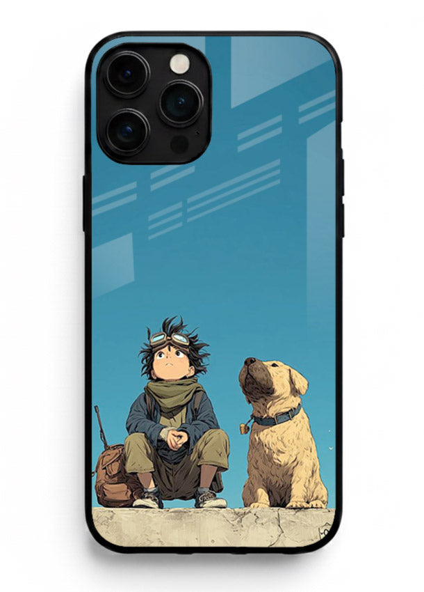 desert monk dog aesthetic art iphone 16 pro max glass cover unique peaceful duo case