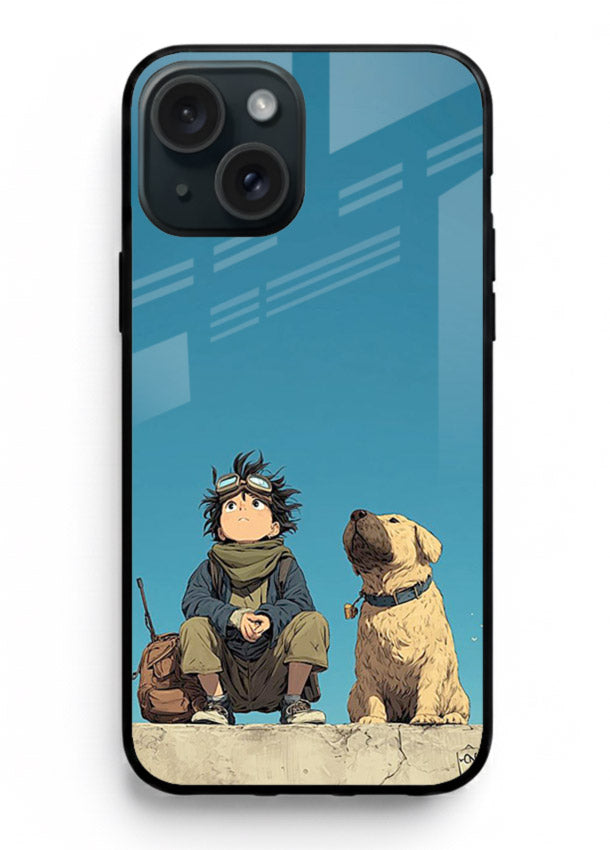 desert monk dog aesthetic art iphone 13 mini glass cover unique peaceful duo case
