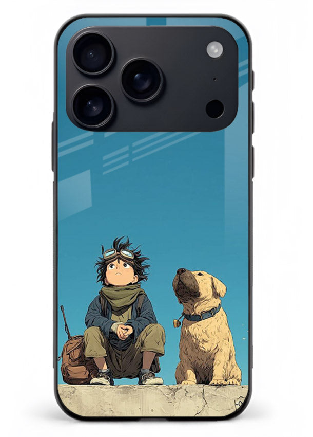 desert monk dog aesthetic art iphone 18 pro max glass cover unique peaceful duo case