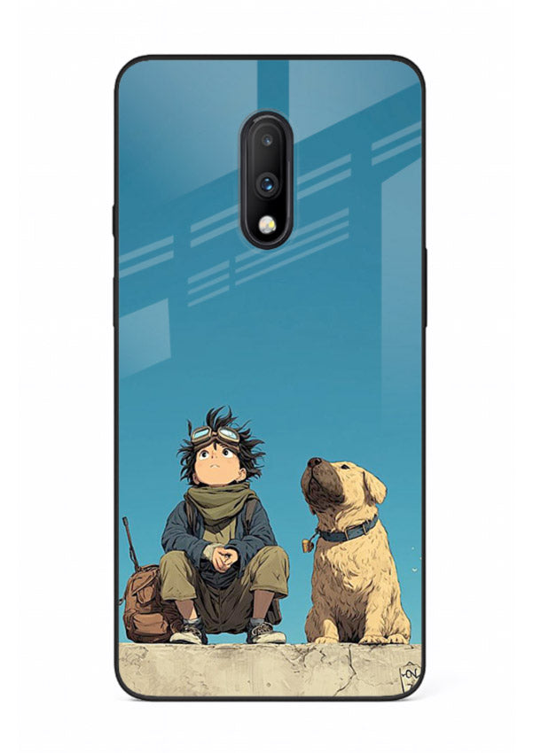 desert monk dog aesthetic art OnePlus 7 glass cover unique peaceful duo case
