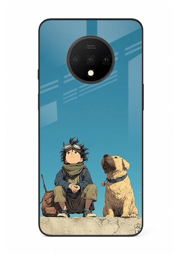 desert monk dog aesthetic art OnePlus 7T glass cover unique peaceful duo case