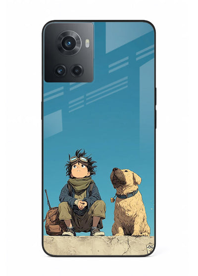 desert monk dog aesthetic art OnePlus 10R glass cover unique peaceful duo case