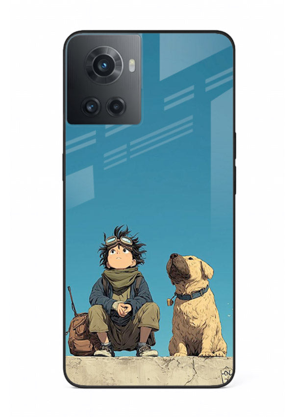 desert monk dog aesthetic art OnePlus 10R glass cover unique peaceful duo case