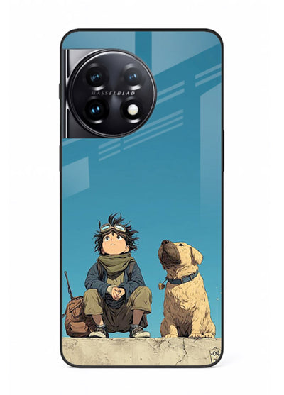 desert monk dog aesthetic art OnePlus 11 glass cover unique peaceful duo case