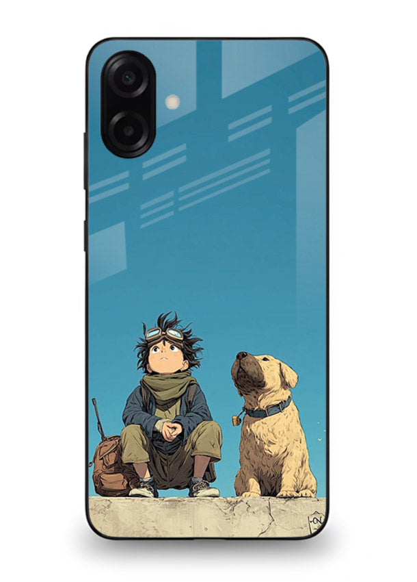 desert monk dog aesthetic art Samsung A07 4G glass cover unique peaceful duo case