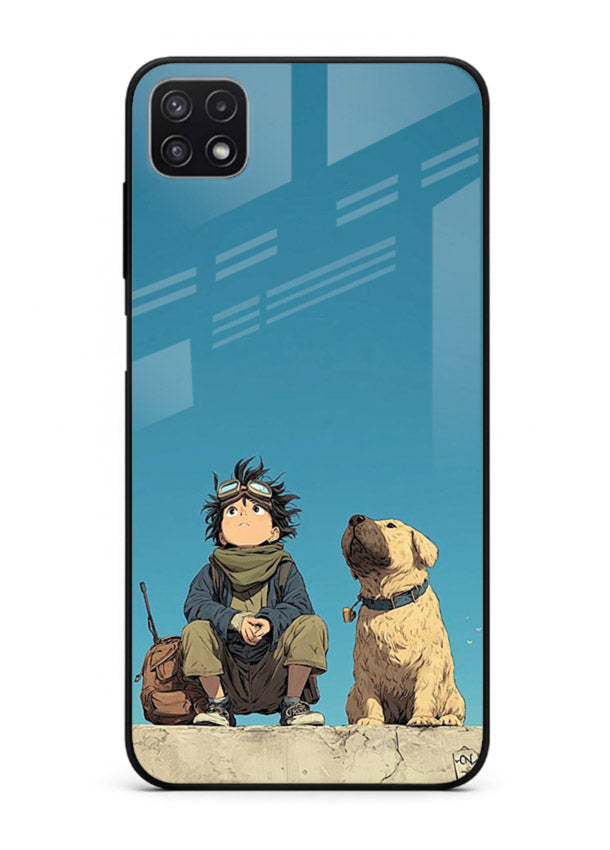 desert monk dog aesthetic art Samsung F42 5G glass cover unique peaceful duo case