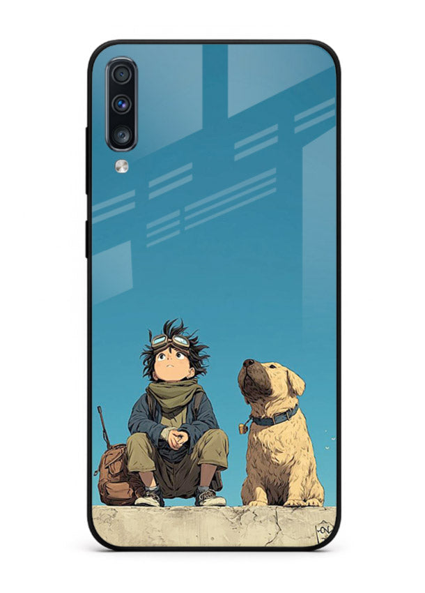 desert monk dog aesthetic art Samsung A70 glass cover unique peaceful duo case