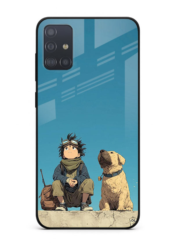 desert monk dog aesthetic art Samsung A71 glass cover unique peaceful duo case